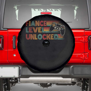 Fiance Level Unlocked Spare Tire Cover Retro Engaged Gifts For Him Gamer TS10 Black Print Your Wear