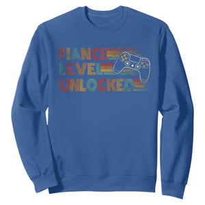 Fiance Level Unlocked Sweatshirt Retro Engaged Gifts For Him Gamer TS10 Royal Blue Print Your Wear