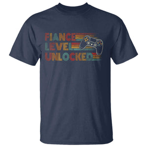 Fiance Level Unlocked T Shirt Retro Engaged Gifts For Him Gamer TS10 Navy Print Your Wear