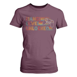 Fiance Level Unlocked T Shirt For Women Retro Engaged Gifts For Him Gamer TS10 Maroon Print Your Wear