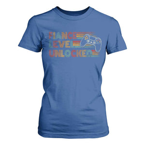 Fiance Level Unlocked T Shirt For Women Retro Engaged Gifts For Him Gamer TS10 Royal Blue Print Your Wear
