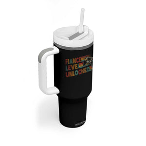 Fiance Level Unlocked Tumbler With Handle Retro Engaged Gifts For Him Gamer TS10 Print Your Wear