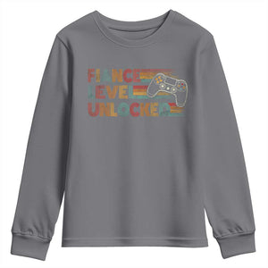 Fiance Level Unlocked Youth Sweatshirt Retro Engaged Gifts For Him Gamer TS10 Charcoal Print Your Wear