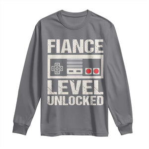 Leveled Fiance Unlocked Long Sleeve Shirt Engagement Gift For Fiancé Bachelor Party TS10 Charcoal Print Your Wear
