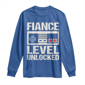 Leveled Fiance Unlocked Long Sleeve Shirt Engagement Gift For Fiancé Bachelor Party TS10 Royal Blue Print Your Wear