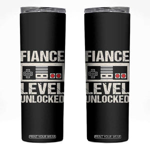 Leveled Fiance Unlocked Skinny Tumbler Engagement Gift For Fiancé Bachelor Party TS10 Black Print Your Wear