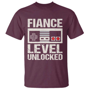 Leveled Fiance Unlocked T Shirt Engagement Gift For Fiancé Bachelor Party TS10 Maroon Print Your Wear