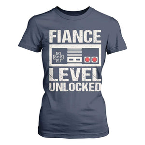 Leveled Fiance Unlocked T Shirt For Women Engagement Gift For Fiancé Bachelor Party TS10 Navy Print Your Wear