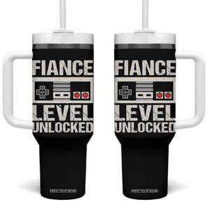 Leveled Fiance Unlocked Tumbler With Handle Engagement Gift For Fiancé Bachelor Party TS10 One Size: 40 oz Black Print Your Wear