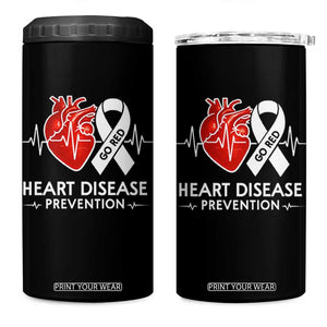 Go Red Heart Disease Prevention 4 in 1 Can Cooler Tumbler Heartbeat CHD Wear Red February Month TS10 One Size: 16 oz Black Print Your Wear