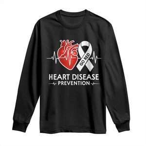 Go Red Heart Disease Prevention Long Sleeve Shirt Heartbeat CHD Wear Red February Month TS10 Black Print Your Wear
