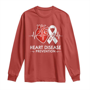 Go Red Heart Disease Prevention Long Sleeve Shirt Heartbeat CHD Wear Red February Month TS10 Red Print Your Wear