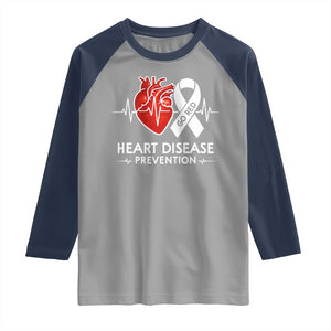 Go Red Heart Disease Prevention Raglan Shirt Heartbeat CHD Wear Red February Month TS10 Sport Gray Navy Print Your Wear