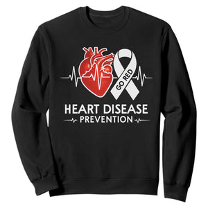 Go Red Heart Disease Prevention Sweatshirt Heartbeat CHD Wear Red February Month TS10 Black Print Your Wear