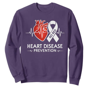 Go Red Heart Disease Prevention Sweatshirt Heartbeat CHD Wear Red February Month TS10 Purple Print Your Wear
