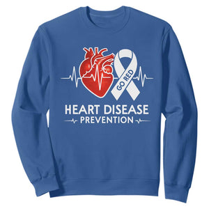 Go Red Heart Disease Prevention Sweatshirt Heartbeat CHD Wear Red February Month TS10 Royal Blue Print Your Wear