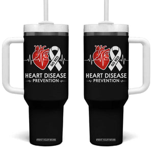 Go Red Heart Disease Prevention Tumbler With Handle Heartbeat CHD Wear Red February Month TS10 One Size: 40 oz Black Print Your Wear