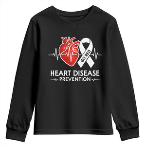 Go Red Heart Disease Prevention Youth Sweatshirt Heartbeat CHD Wear Red February Month TS10 Black Print Your Wear