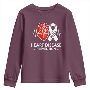 Go Red Heart Disease Prevention Youth Sweatshirt Heartbeat CHD Wear Red February Month TS10 Maroon Print Your Wear
