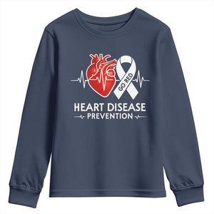 Go Red Heart Disease Prevention Youth Sweatshirt Heartbeat CHD Wear Red February Month TS10 Navy Print Your Wear