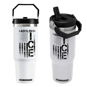 Abolish ICE Flip Straw Tumbler Vintage American Flag TS10 One Size: 30 oz White Print Your Wear