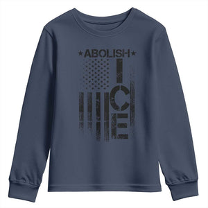 Abolish ICE Youth Sweatshirt Vintage American Flag TS10 Navy Print Your Wear
