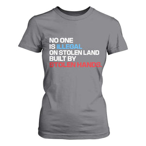 No One Is Illegal On Stolen Land T Shirt For Women Built by Stolen Hands TS10 Charcoal Print Your Wear