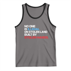 No One Is Illegal On Stolen Land Tank Top Built by Stolen Hands TS10 Deep Heather Black Print Your Wear