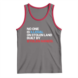 No One Is Illegal On Stolen Land Tank Top Built by Stolen Hands TS10 Deep Heather Red Print Your Wear