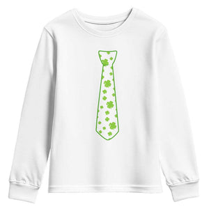 Shamrocks Tie Youth Sweatshirt Kids St Patricks Day Costume Party Humor TS10 White Print Your Wear