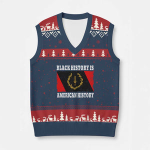 Black History Is American History V-Neck Knit Sweater Vest Afro African Black American Heritage Flag TS10 Navy Red Print Your Wear