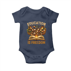 Black History Education Is Freedom Baby Onesie Retro Books Afro African American Heritage TS10 Navy Print Your Wear