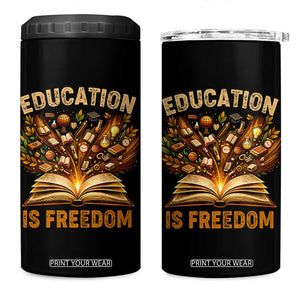Black History Education Is Freedom 4 in 1 Can Cooler Tumbler Retro Books Afro African American Heritage TS10 One Size: 16 oz Black Print Your Wear