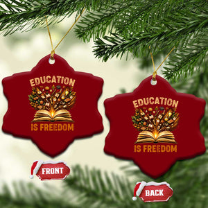 Black History Education Is Freedom Ceramic Ornament Retro Books Afro African American Heritage TS10 Print Your Wear