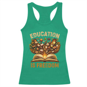 Black History Education Is Freedom Racerback Tank Top Retro Books Afro African American Heritage TS10 Irish Green Print Your Wear