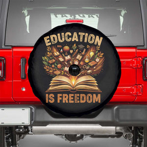 Black History Education Is Freedom Spare Tire Cover Retro Books Afro African American Heritage TS10 Black Print Your Wear