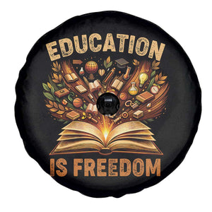 Black History Education Is Freedom Spare Tire Cover Retro Books Afro African American Heritage TS10 Print Your Wear