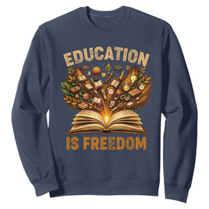 Black History Education Is Freedom Sweatshirt Retro Books Afro African American Heritage TS10 Navy Print Your Wear