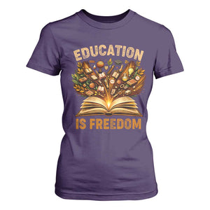 Black History Education Is Freedom T Shirt For Women Retro Books Afro African American Heritage TS10 Purple Print Your Wear