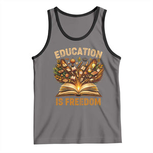 Black History Education Is Freedom Tank Top Retro Books Afro African American Heritage TS10 Deep Heather Black Print Your Wear