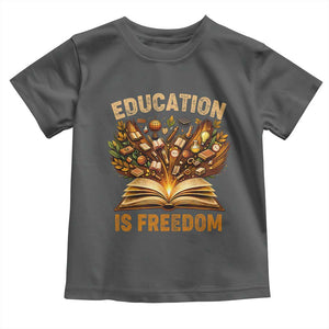 Black History Education Is Freedom Toddler T Shirt Retro Books Afro African American Heritage TS10 Dark Heather Print Your Wear