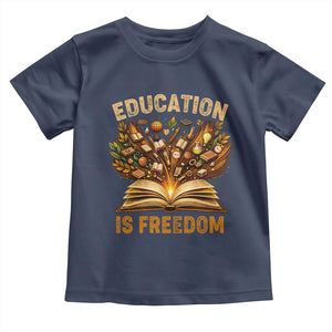 Black History Education Is Freedom Toddler T Shirt Retro Books Afro African American Heritage TS10 Navy Print Your Wear