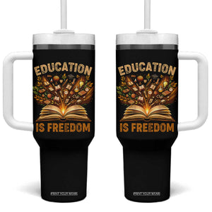 Black History Education Is Freedom Tumbler With Handle Retro Books Afro African American Heritage TS10 One Size: 40 oz Black Print Your Wear