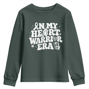 CHD Heart Disease Awareness Youth Sweatshirt In My Heart Warrior Era TS10 Dark Forest Green Print Your Wear