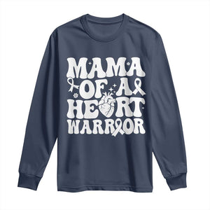 CHD Heart Disease Awareness Long Sleeve Shirt Heart Warrior Mama TS10 Navy Print Your Wear