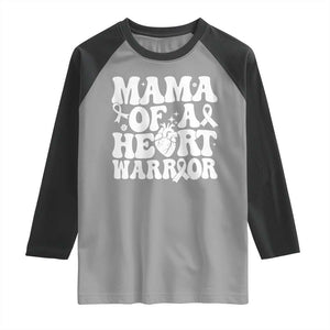 CHD Heart Disease Awareness Raglan Shirt Heart Warrior Mama TS10 Sport Gray Black Print Your Wear