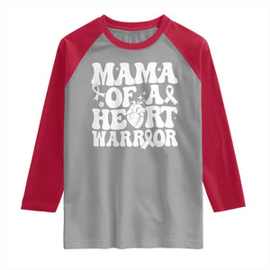 CHD Heart Disease Awareness Raglan Shirt Heart Warrior Mama TS10 Sport Gray Red Print Your Wear