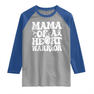 CHD Heart Disease Awareness Raglan Shirt Heart Warrior Mama TS10 Sport Gray Royal Print Your Wear