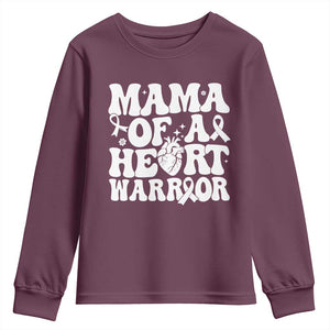 CHD Heart Disease Awareness Youth Sweatshirt Heart Warrior Mama TS10 Maroon Print Your Wear