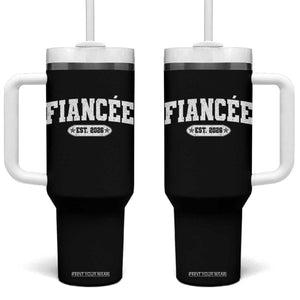 Fiancee Est 2026 Tumbler With Handle Future Mrs. and Mr. Bridal Shower Engagement Gift TS10 One Size: 40 oz Black Print Your Wear